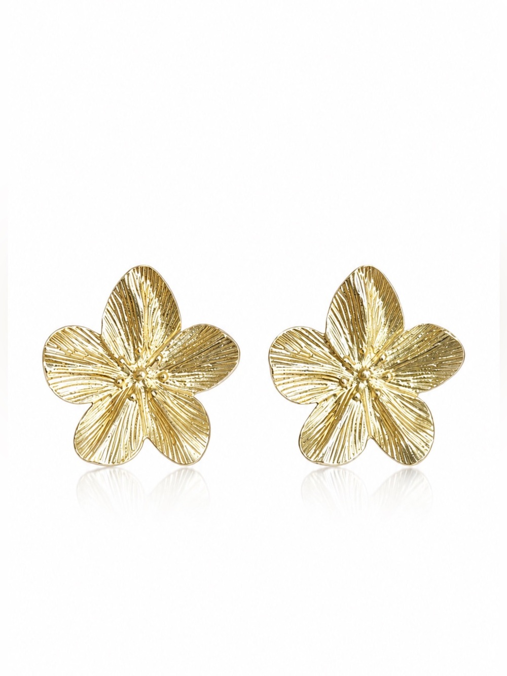 Gold Flower Stud Earrings - Women's Floral Jewelry